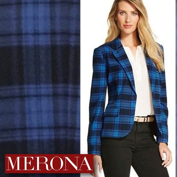 Merona Jackets & Blazers - MERONA Tailored Navy Blue/Black Plaid Blazer  |  6